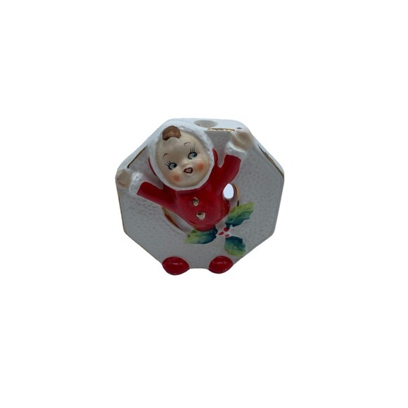 Vintage LIPPER & MANN Japan Ceramic Christmas Santa NOEL Candleholders MCM 1950s - Picture 4 of 16